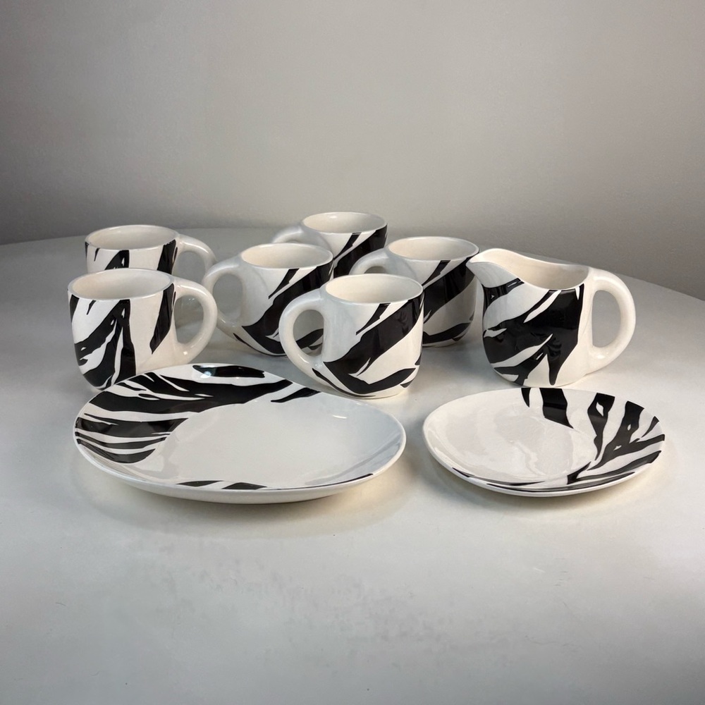 Set of 9 Kato Kogei Fujimori Collection Les Sauvages Pattern Mug Creamer Plate
